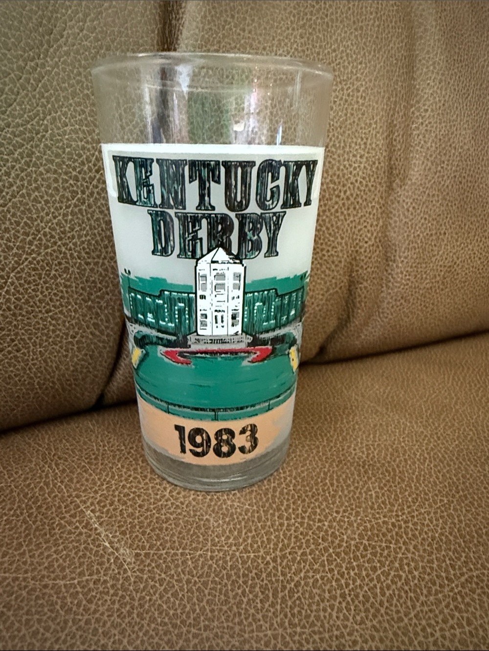 Kentucky Derby 1983 Commemorative Green & White Glass
